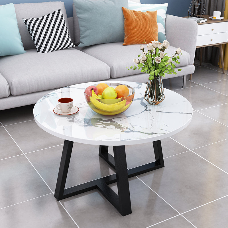 Modern Style White/black/wood/yellow/walnut Round Wood-based Craft Top Coffee Table 24"L x 24"W x 18"H Black Grey White Clearhalo 'Coffee & Accent Tables' 'Coffee Tables' 'coffee_tables' 'furn' 'furn_coffee_tables' 'Furniture' 'furniture_coffee_tables' 'Living Room Furniture' 5001278