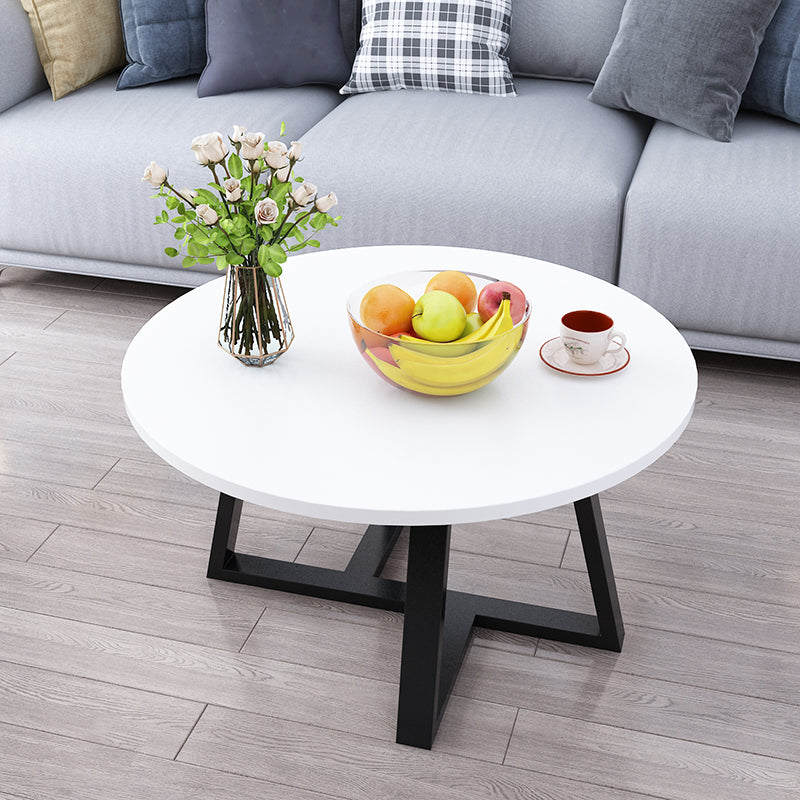 Modern Style White/black/wood/yellow/walnut Round Wood-based Craft Top Coffee Table 31.5"L x 31.5"W x 17.7"H Black White Clearhalo 'Coffee & Accent Tables' 'Coffee Tables' 'coffee_tables' 'furn' 'furn_coffee_tables' 'Furniture' 'furniture_coffee_tables' 'Living Room Furniture' 5001280