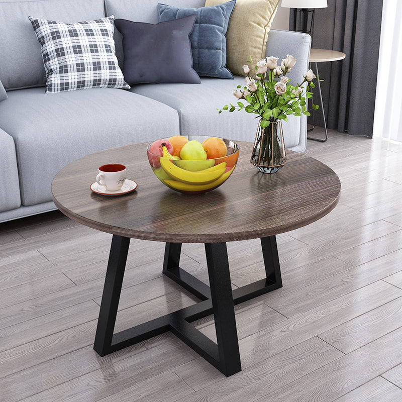 Modern Style White/black/wood/yellow/walnut Round Wood-based Craft Top Coffee Table 31.5"L x 31.5"W x 17.7"H Black Walnut Clearhalo 'Coffee & Accent Tables' 'Coffee Tables' 'coffee_tables' 'furn' 'furn_coffee_tables' 'Furniture' 'furniture_coffee_tables' 'Living Room Furniture' 5001284