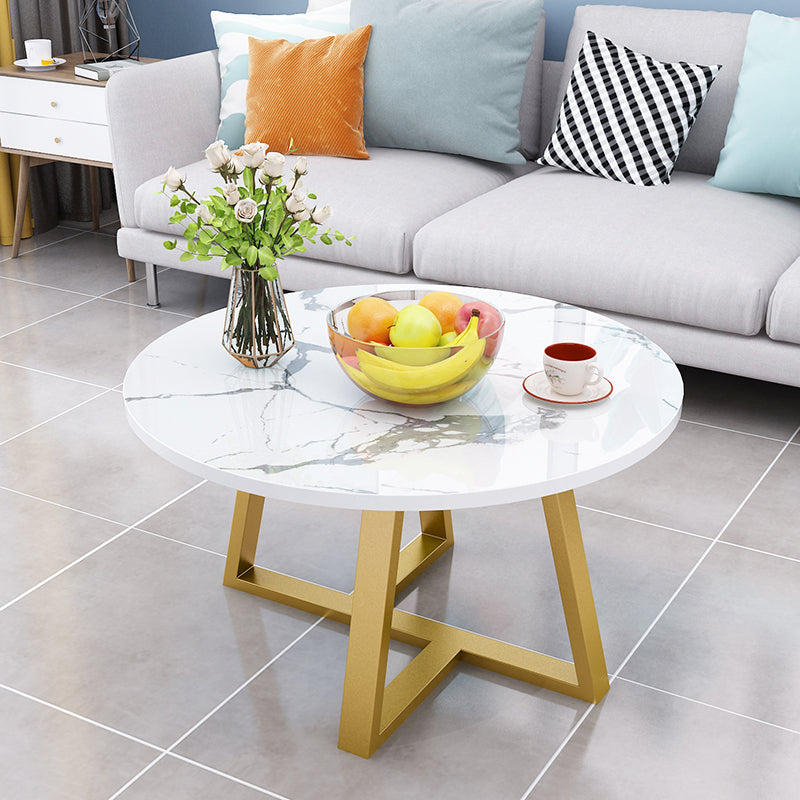 Modern Style White/black/wood/yellow/walnut Round Wood-based Craft Top Coffee Table 24"L x 24"W x 18"H Gold Grey White Clearhalo 'Coffee & Accent Tables' 'Coffee Tables' 'coffee_tables' 'furn' 'furn_coffee_tables' 'Furniture' 'furniture_coffee_tables' 'Living Room Furniture' 5001290