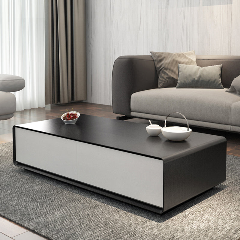 Wooden Block Cocktail Table with Drawers Rectangle Coffee Table in Natural 39"L x 20"W x 14"H White Black Clearhalo 'Coffee & Accent Tables' 'Coffee Tables' 'coffee_tables' 'furn' 'furn_coffee_tables' 'Furniture' 'furniture_coffee_tables' 'Living Room Furniture' 5001304