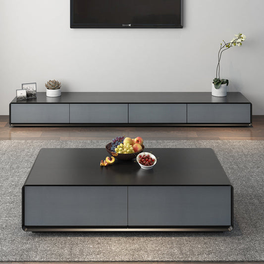 Wooden Block Cocktail Table with Drawers Rectangle Coffee Table in Natural Clearhalo 'Coffee & Accent Tables' 'Coffee Tables' 'coffee_tables' 'furn' 'furn_coffee_tables' 'Furniture' 'furniture_coffee_tables' 'Living Room Furniture' 5001307