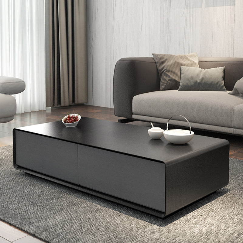 Wooden Block Cocktail Table with Drawers Rectangle Coffee Table in Natural 47"L x 24"W x 14"H Gray Black Clearhalo 'Coffee & Accent Tables' 'Coffee Tables' 'coffee_tables' 'furn' 'furn_coffee_tables' 'Furniture' 'furniture_coffee_tables' 'Living Room Furniture' 5001312