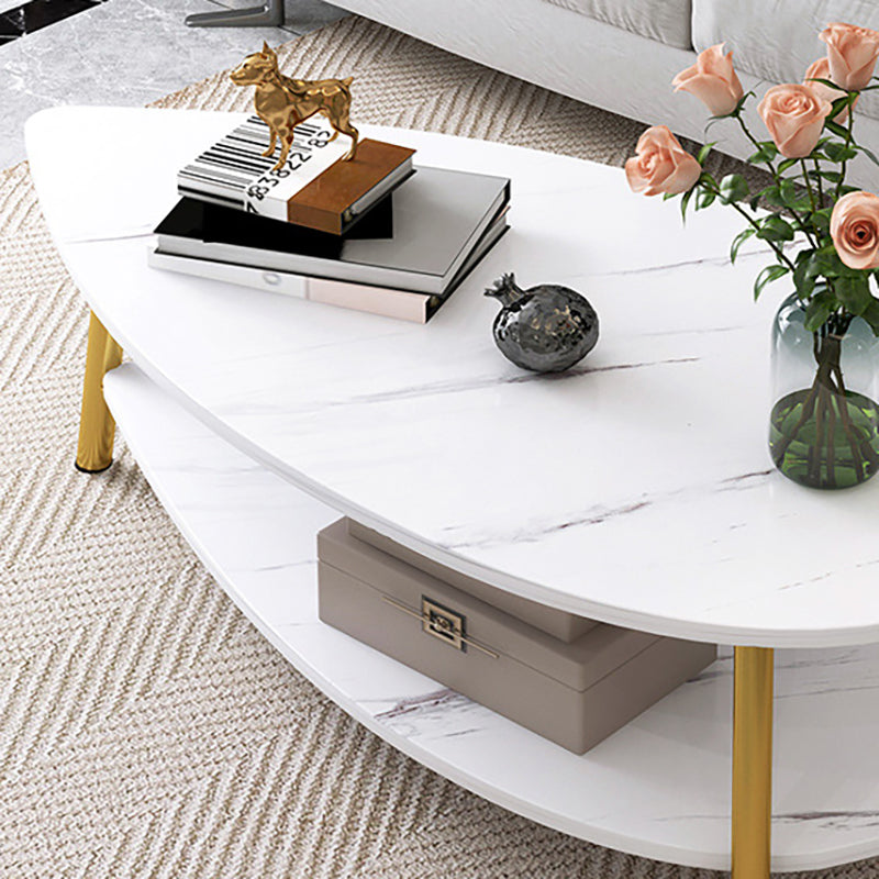 Oval/Round Storage Coffee Table Contemporary 4 Legs Cocktail Table for Home Clearhalo 'Coffee & Accent Tables' 'Coffee Tables' 'coffee_tables' 'Furniture' 'furniture_coffee_tables' 'Living Room Furniture' 5001338