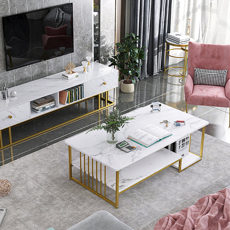 Rectangular Storage Coffee Table Contemporary Frame Cocktail Table for Home Clearhalo 'Coffee & Accent Tables' 'Coffee Tables' 'coffee_tables' 'furn' 'furn_coffee_tables' 'Furniture' 'furniture_coffee_tables' 'Living Room Furniture' 5001362