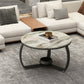 Round Cross Legs Coffee Table Contemporary Cocktail Table for Home 31.5"L x 31.5"W x 17.7"H Black Beige Clearhalo 'Coffee & Accent Tables' 'Coffee Tables' 'coffee_tables' 'furn' 'furn_coffee_tables' 'Furniture' 'furniture_coffee_tables' 'Living Room Furniture' 5001395