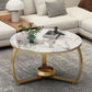 Round Cross Legs Coffee Table Contemporary Cocktail Table for Home 31.5"L x 31.5"W x 17.7"H Gold White Clearhalo 'Coffee & Accent Tables' 'Coffee Tables' 'coffee_tables' 'furn' 'furn_coffee_tables' 'Furniture' 'furniture_coffee_tables' 'Living Room Furniture' 5001398