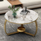 Round Cross Legs Coffee Table Contemporary Cocktail Table for Home 31.5"L x 31.5"W x 17.7"H Gold Beige Clearhalo 'Coffee & Accent Tables' 'Coffee Tables' 'coffee_tables' 'furn' 'furn_coffee_tables' 'Furniture' 'furniture_coffee_tables' 'Living Room Furniture' 5001399