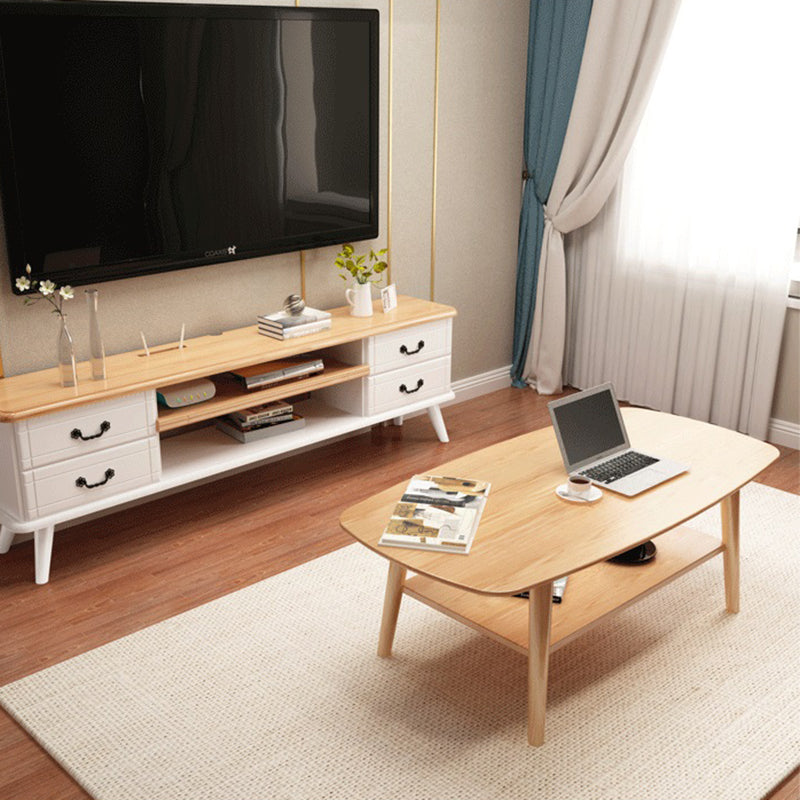 Modern 4 Legs Rectangular Coffee Table with Storage Cocktail Table 39.5"L x 19.5"W x 18"H Walnut Clearhalo 'Coffee & Accent Tables' 'Coffee Tables' 'coffee_tables' 'furn' 'furn_coffee_tables' 'Furniture' 'furniture_coffee_tables' 'Living Room Furniture' 5001405