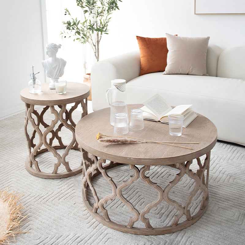 Rustic Style Antique Pedestal Coffee Table Round Wood Cocktail Table Clearhalo 'Coffee & Accent Tables' 'Coffee Tables' 'coffee_tables' 'furn' 'furn_coffee_tables' 'Furniture' 'furniture_coffee_tables' 'Living Room Furniture' 5001428