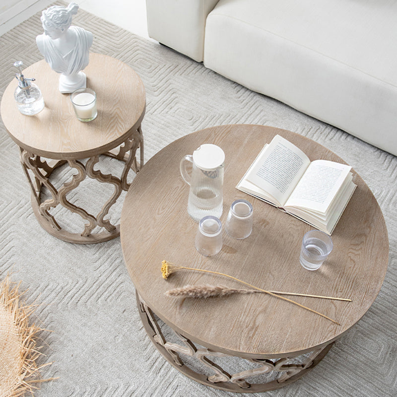 Rustic Style Antique Pedestal Coffee Table Round Wood Cocktail Table Clearhalo 'Coffee & Accent Tables' 'Coffee Tables' 'coffee_tables' 'furn' 'furn_coffee_tables' 'Furniture' 'furniture_coffee_tables' 'Living Room Furniture' 5001429