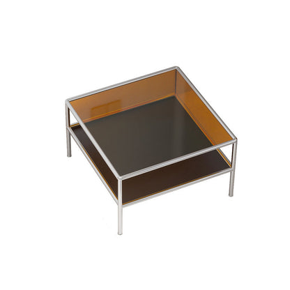 Modern 4 Legs Coffee Table Square Cocktail Table in Brown/Transparent Black Brown Clearhalo 'Coffee & Accent Tables' 'Coffee Tables' 'coffee_tables' 'furn' 'furn_coffee_tables' 'Furniture' 'furniture_coffee_tables' 'Living Room Furniture' 5001435