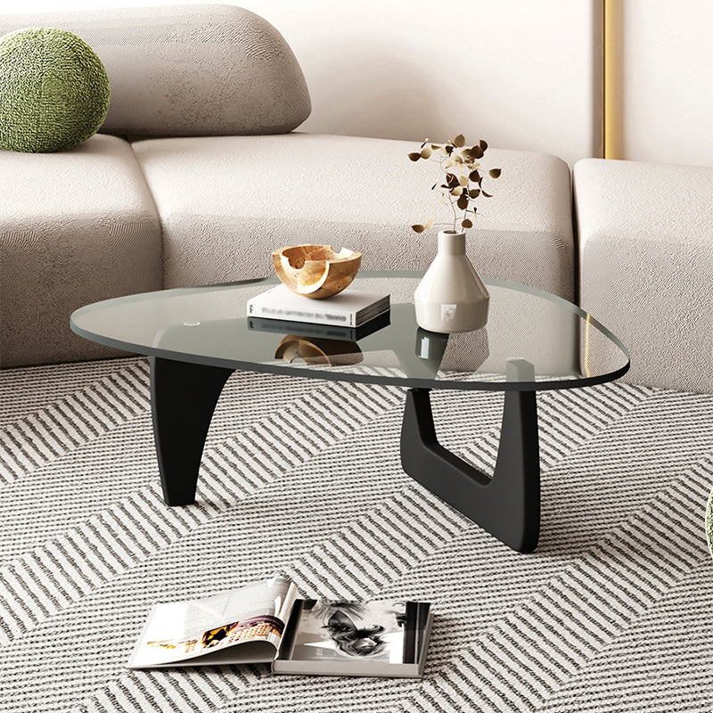 Round Clear Glass Coffee Table Abstract 1 Single Cocktail Table Black Clearhalo 'Coffee & Accent Tables' 'Coffee Tables' 'coffee_tables' 'Furniture' 'furniture_coffee_tables' 'Living Room Furniture' 5001505