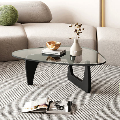 Round Clear Glass Coffee Table Abstract 1 Single Cocktail Table Black Clearhalo 'Coffee & Accent Tables' 'Coffee Tables' 'coffee_tables' 'Furniture' 'furniture_coffee_tables' 'Living Room Furniture' 5001505