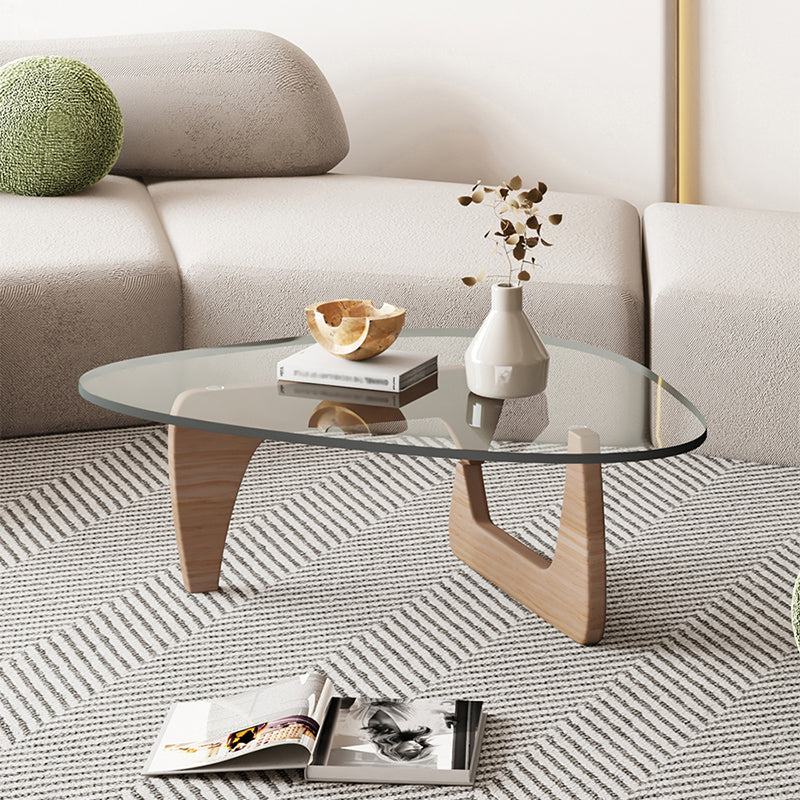 Round Clear Glass Coffee Table Abstract 1 Single Cocktail Table Natural Clearhalo 'Coffee & Accent Tables' 'Coffee Tables' 'coffee_tables' 'Furniture' 'furniture_coffee_tables' 'Living Room Furniture' 5001506