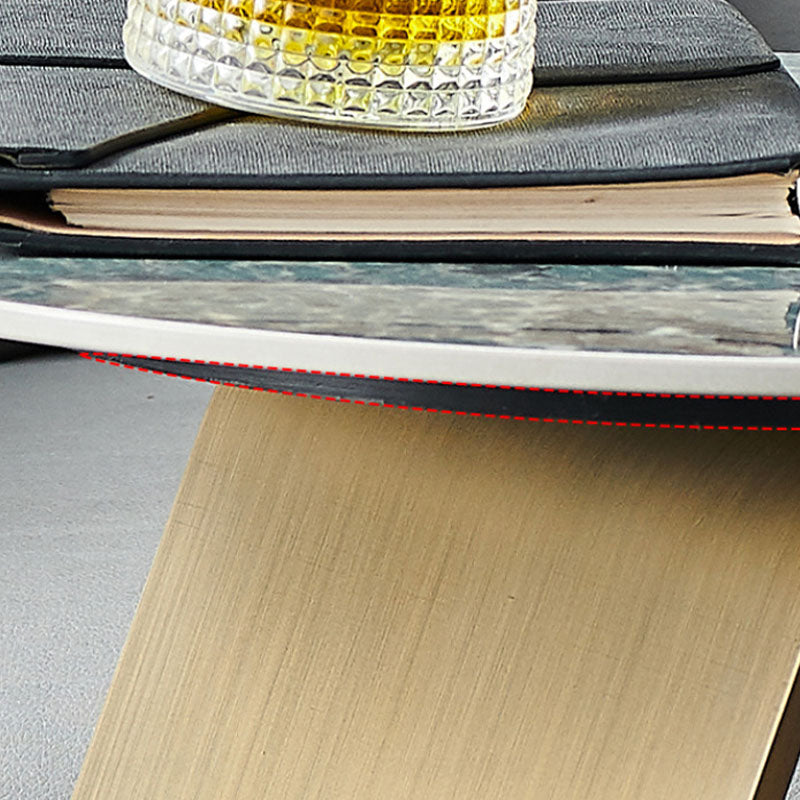 Modern Round Coffee Table Pedestal Slate Coffee Table in White Clearhalo 'Coffee & Accent Tables' 'Coffee Tables' 'coffee_tables' 'furn' 'furn_coffee_tables' 'Furniture' 'furniture_coffee_tables' 'Living Room Furniture' 5001520