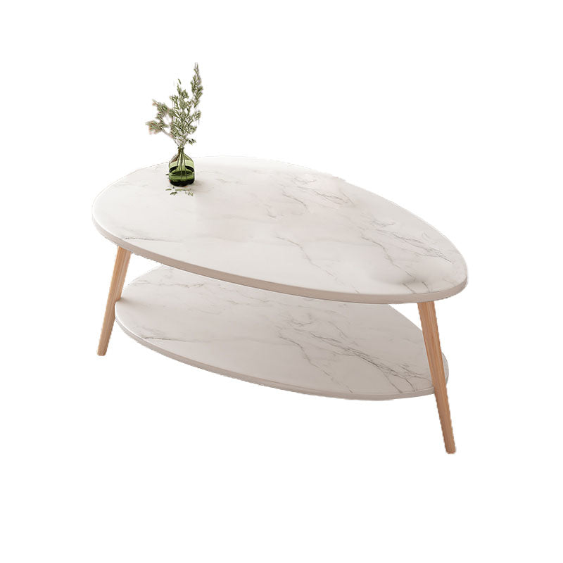 Modern Wooden Rectangular/Geometric Coffee Table with Storage Cocktail Table 35.5"L x 20"W x 16.5"H Natural Drawers Included Clearhalo 'Coffee & Accent Tables' 'Coffee Tables' 'coffee_tables' 'furn' 'furn_coffee_tables' 'Furniture' 'furniture_coffee_tables' 'Living Room Furniture' 5001528