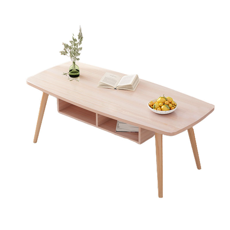 Modern Wooden Rectangular/Geometric Coffee Table with Storage Cocktail Table 39.5"L x 19.5"W x 16"H Natural Drawers Included Clearhalo 'Coffee & Accent Tables' 'Coffee Tables' 'coffee_tables' 'furn' 'furn_coffee_tables' 'Furniture' 'furniture_coffee_tables' 'Living Room Furniture' 5001532