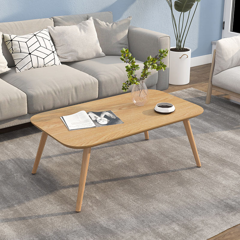 4 Legs Coffee Table Geometric Wood Cocktail Table in White and Natural 47"L x 24"W x 18"H Natural Rectangular Clearhalo 'Coffee & Accent Tables' 'Coffee Tables' 'coffee_tables' 'furn' 'furn_coffee_tables' 'Furniture' 'furniture_coffee_tables' 'Living Room Furniture' 5001563