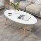 4 Legs Coffee Table Geometric Wood Cocktail Table in White and Natural White Oval Clearhalo 'Coffee & Accent Tables' 'Coffee Tables' 'coffee_tables' 'furn' 'furn_coffee_tables' 'Furniture' 'furniture_coffee_tables' 'Living Room Furniture' 5001564