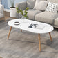 4 Legs Coffee Table Geometric Wood Cocktail Table in White and Natural White Waist Round Clearhalo 'Coffee & Accent Tables' 'Coffee Tables' 'coffee_tables' 'furn' 'furn_coffee_tables' 'Furniture' 'furniture_coffee_tables' 'Living Room Furniture' 5001569