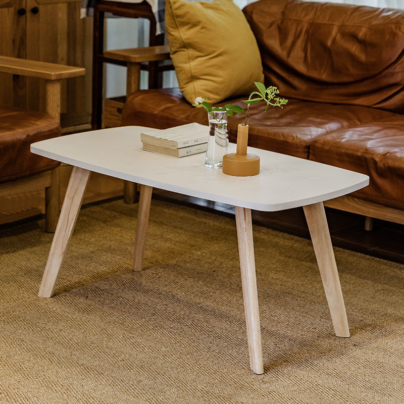 Wooden 4 Legs Cocktail Table Modern Rectangular Coffee Table for Living Room White Clearhalo 'Coffee & Accent Tables' 'Coffee Tables' 'coffee_tables' 'furn' 'furn_coffee_tables' 'Furniture' 'furniture_coffee_tables' 'Living Room Furniture' 5001594