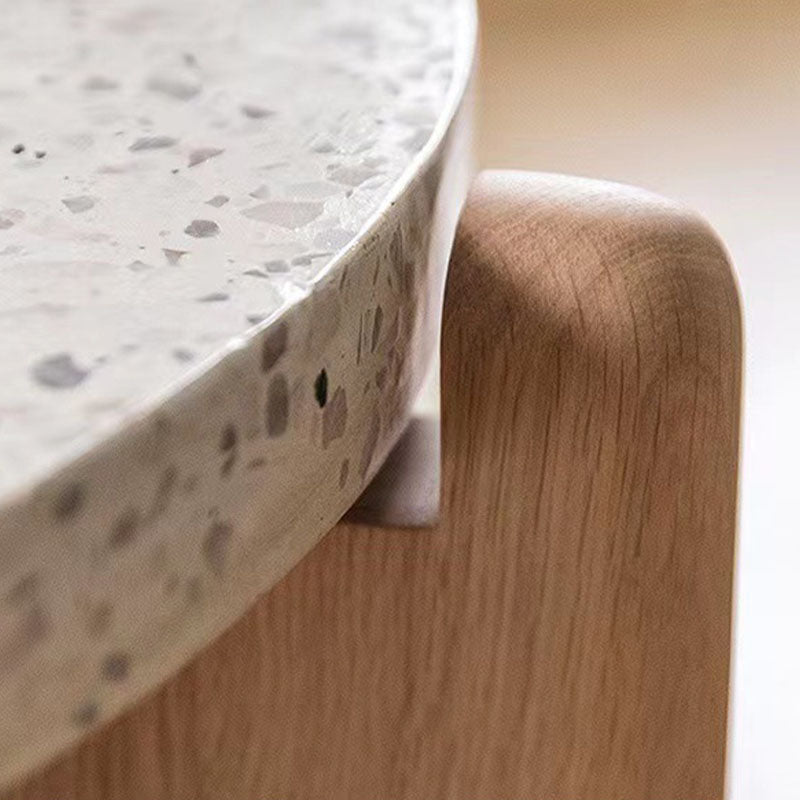 Modern White Round Coffee Table with Three Wood Legs Coffee Table Clearhalo 'Coffee & Accent Tables' 'Coffee Tables' 'coffee_tables' 'furn' 'furn_coffee_tables' 'Furniture' 'furniture_coffee_tables' 'Living Room Furniture' 5001634