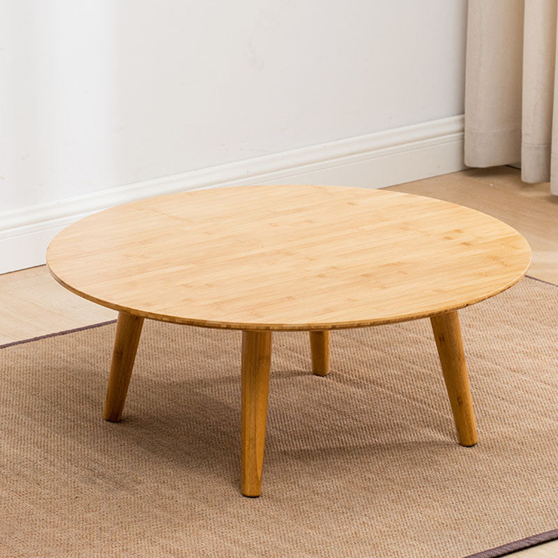 Round Wooden Coffee Table Four Legs Cocktail Table in Natural 31.5"L x 31.5"W x 12"H Clearhalo 'Coffee & Accent Tables' 'Coffee Tables' 'coffee_tables' 'furn' 'furn_coffee_tables' 'Furniture' 'furniture_coffee_tables' 'Living Room Furniture' 5001641