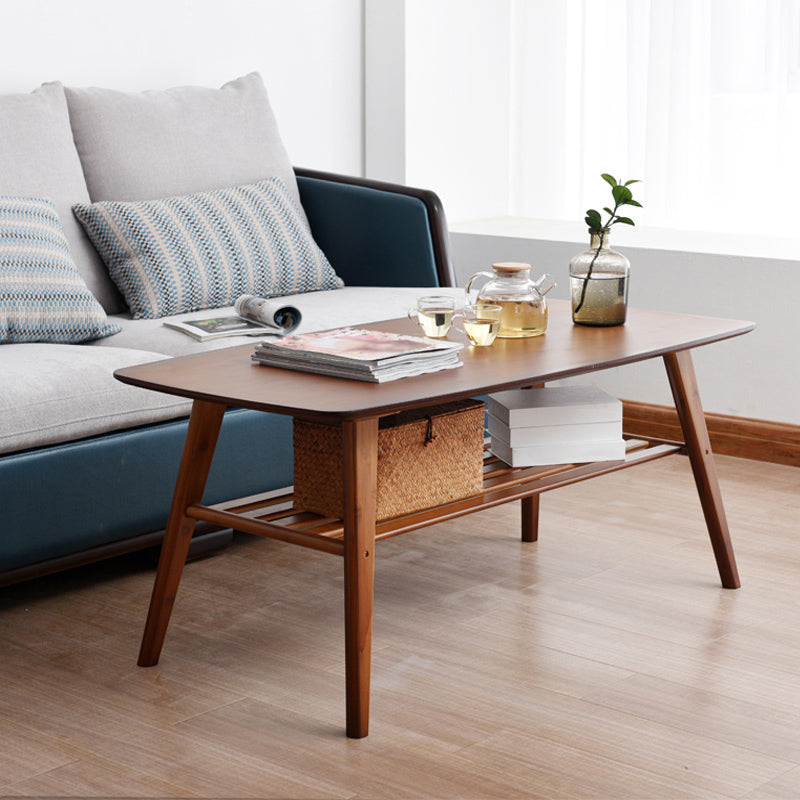 Rectangular Coffee Table with Walnut/wood-colored Top on 4-leg Base Walnut Clearhalo 'Coffee & Accent Tables' 'Coffee Tables' 'coffee_tables' 'furn' 'furn_coffee_tables' 'Furniture' 'furniture_coffee_tables' 'Living Room Furniture' 5001669