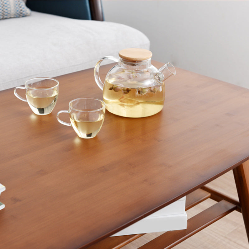 Rectangular Coffee Table with Walnut/wood-colored Top on 4-leg Base Clearhalo 'Coffee & Accent Tables' 'Coffee Tables' 'coffee_tables' 'furn' 'furn_coffee_tables' 'Furniture' 'furniture_coffee_tables' 'Living Room Furniture' 5001675