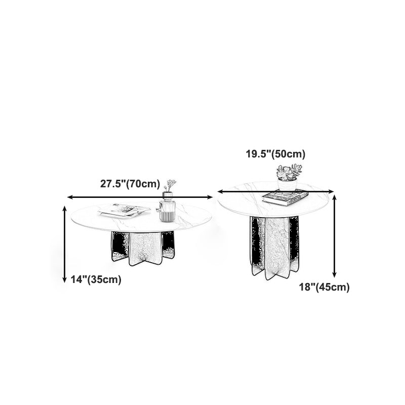 Contemporary Round Stone Pedestal Coffee Cocktail Table - 13.8''/15''/17.7'' H Clearhalo 'Coffee & Accent Tables' 'Coffee Tables' 'coffee_tables' 'furn' 'furn_coffee_tables' 'Furniture' 'furniture_coffee_tables' 'Living Room Furniture' 5001721