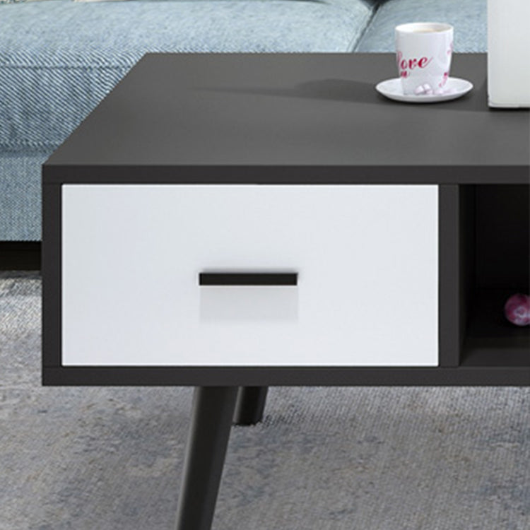 Modern 4 Legs Cocktail Table Wood 1 Single Coffee Table with Drawers Clearhalo 'Coffee & Accent Tables' 'Coffee Tables' 'coffee_tables' 'furn' 'furn_coffee_tables' 'Furniture' 'furniture_coffee_tables' 'Living Room Furniture' 5001735