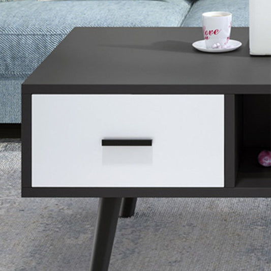 Modern 4 Legs Cocktail Table Wood 1 Single Coffee Table with Drawers