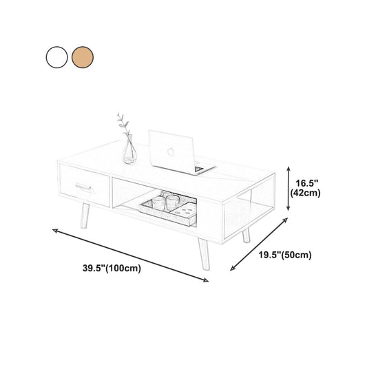 Modern 4 Legs Cocktail Table Wood 1 Single Coffee Table with Drawers Clearhalo 'Coffee & Accent Tables' 'Coffee Tables' 'coffee_tables' 'furn' 'furn_coffee_tables' 'Furniture' 'furniture_coffee_tables' 'Living Room Furniture' 5001738