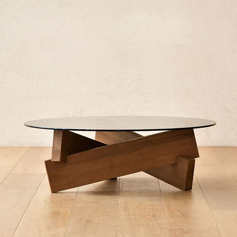 Contemporary Cross Legs Coffee Table 1 Single Wood Cocktail Table 28"L x 28"W x 12"H Walnut Clearhalo 'Coffee & Accent Tables' 'Coffee Tables' 'coffee_tables' 'furn' 'furn_coffee_tables' 'Furniture' 'furniture_coffee_tables' 'Living Room Furniture' 5001801