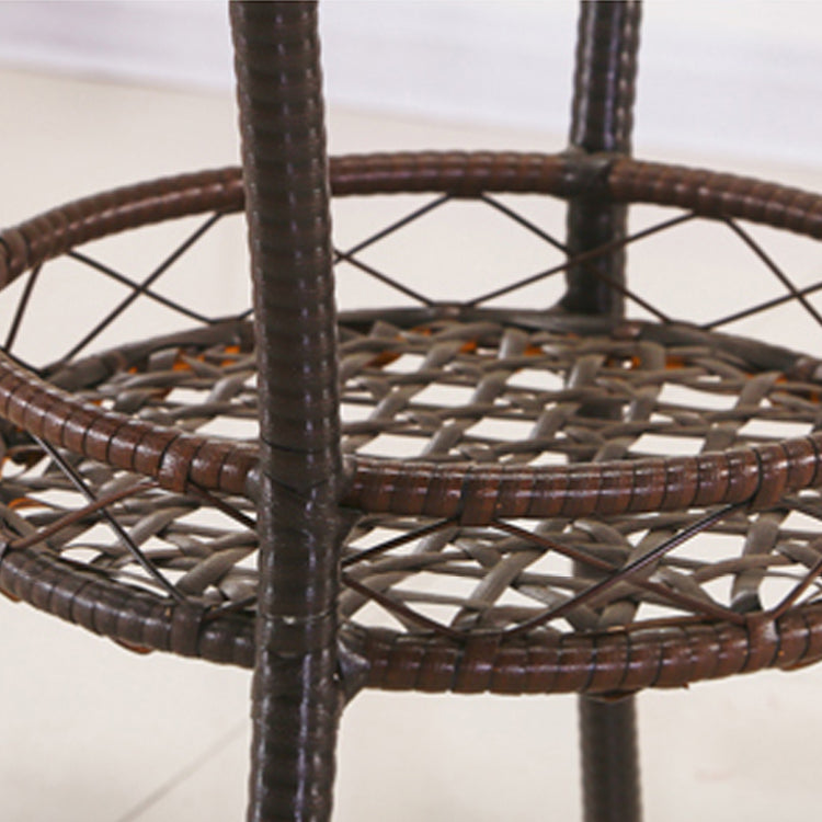 Tropical Glass Top 4 Legs Cocktail Table with Shelf Round Coffee Table Clearhalo 'Coffee & Accent Tables' 'Coffee Tables' 'coffee_tables' 'furn' 'furn_coffee_tables' 'Furniture' 'furniture_coffee_tables' 'Living Room Furniture' 5001816