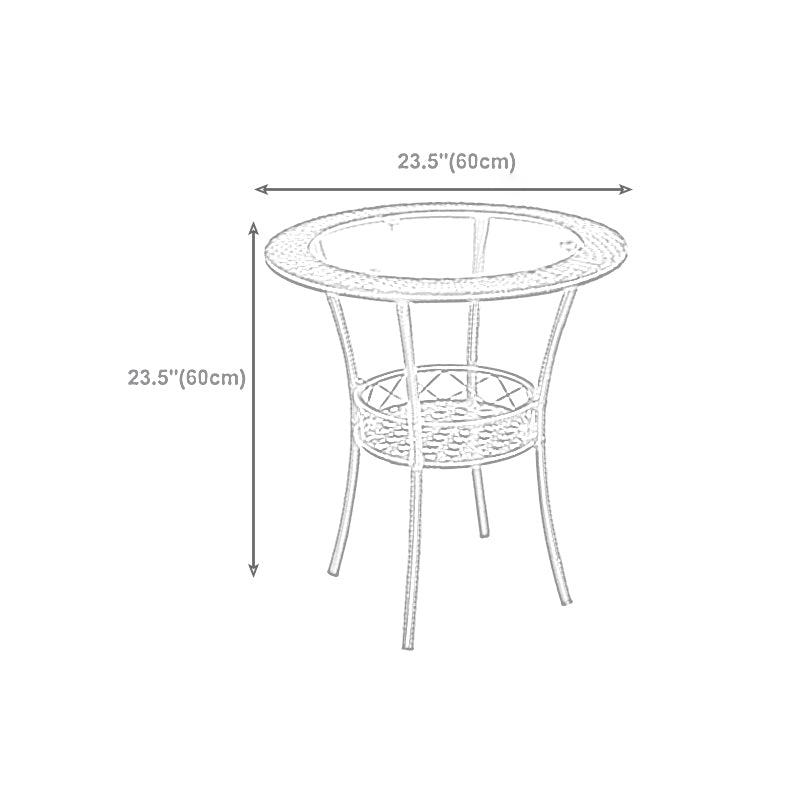 Tropical Glass Top 4 Legs Cocktail Table with Shelf Round Coffee Table Clearhalo 'Coffee & Accent Tables' 'Coffee Tables' 'coffee_tables' 'furn' 'furn_coffee_tables' 'Furniture' 'furniture_coffee_tables' 'Living Room Furniture' 5001822
