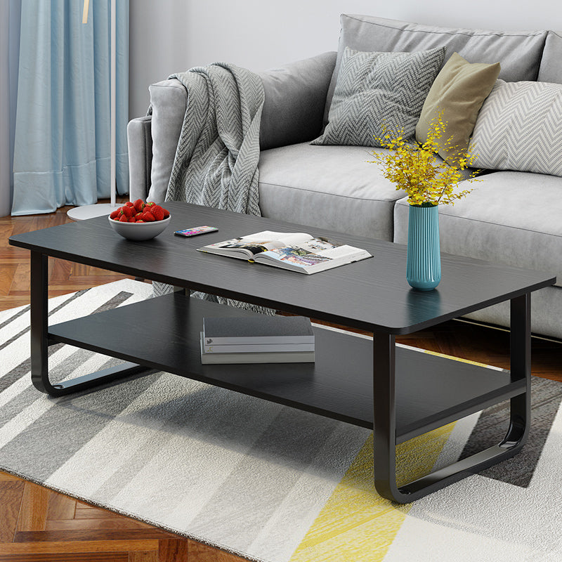 Modern Wood Rectangle Coffee Table White and Black Cocktail Table Black Clearhalo 'Coffee & Accent Tables' 'Coffee Tables' 'coffee_tables' 'furn' 'furn_coffee_tables' 'Furniture' 'furniture_coffee_tables' 'Living Room Furniture' 5001843