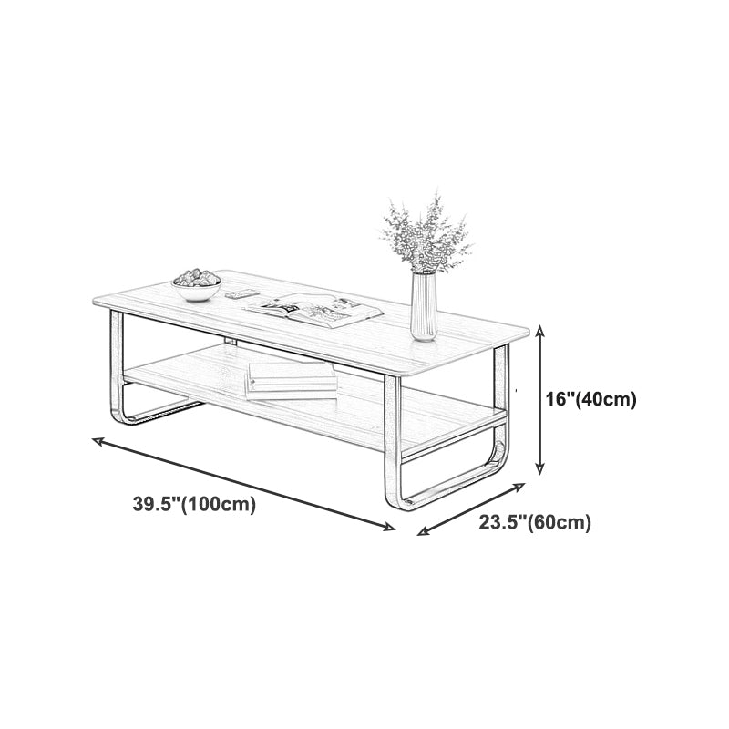Modern Wood Rectangle Coffee Table White and Black Cocktail Table Clearhalo 'Coffee & Accent Tables' 'Coffee Tables' 'coffee_tables' 'furn' 'furn_coffee_tables' 'Furniture' 'furniture_coffee_tables' 'Living Room Furniture' 5001852