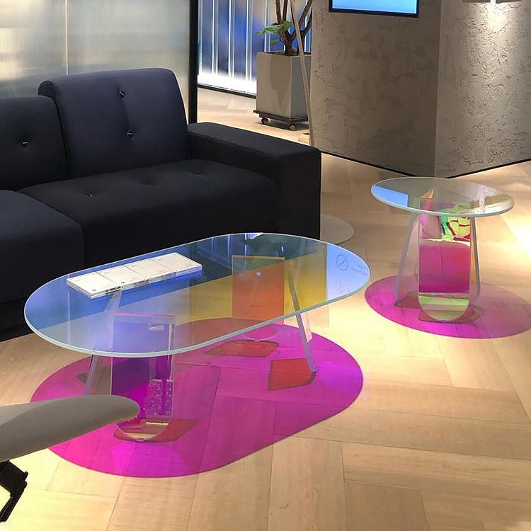 Modern Round/Elliptical Coffee Table Colored Plastic Cocktail Table 47"L x 18"W x 14"H Clearhalo 'Coffee & Accent Tables' 'Coffee Tables' 'coffee_tables' 'furn' 'furn_coffee_tables' 'Furniture' 'furniture_coffee_tables' 'Living Room Furniture' 5001855