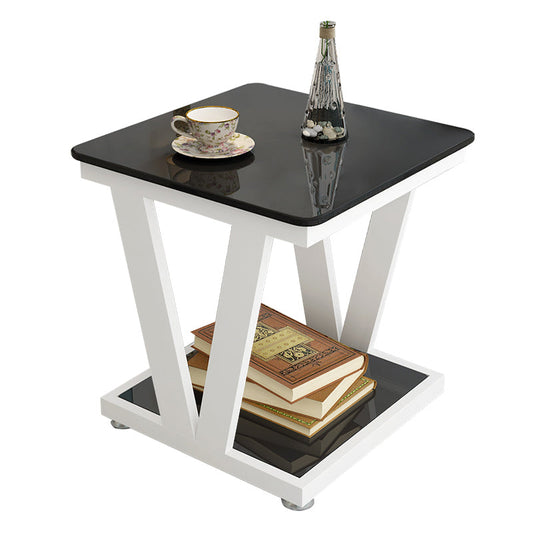 Modern Metal Frame 1 Coffee Table Black/White Square Glass Top Table Clearhalo 'Coffee & Accent Tables' 'Coffee Tables' 'coffee_tables' 'furn' 'furn_coffee_tables' 'Furniture' 'furniture_coffee_tables' 'Living Room Furniture' 5001881