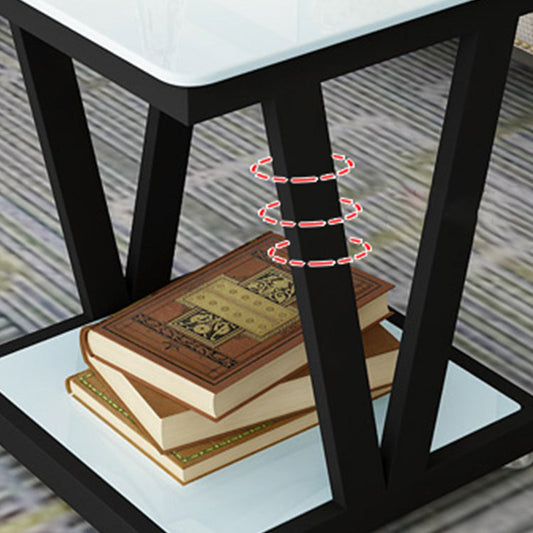 Modern Metal Frame 1 Coffee Table Black/White Square Glass Top Table Clearhalo 'Coffee & Accent Tables' 'Coffee Tables' 'coffee_tables' 'furn' 'furn_coffee_tables' 'Furniture' 'furniture_coffee_tables' 'Living Room Furniture' 5001882