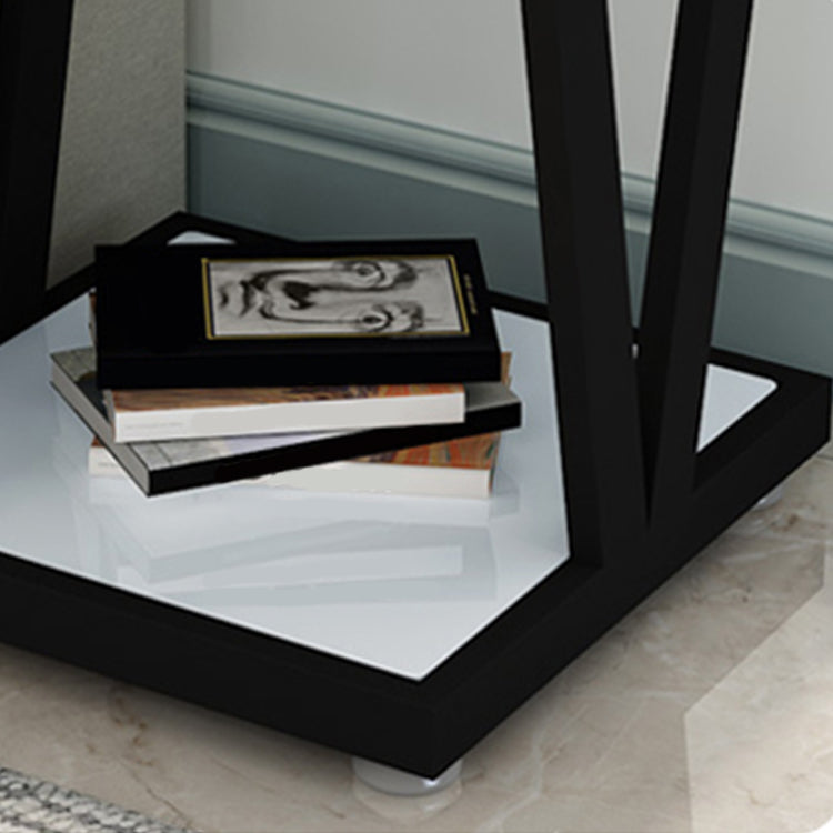 Modern Metal Frame 1 Coffee Table Black/White Square Glass Top Table Clearhalo 'Coffee & Accent Tables' 'Coffee Tables' 'coffee_tables' 'furn' 'furn_coffee_tables' 'Furniture' 'furniture_coffee_tables' 'Living Room Furniture' 5001883