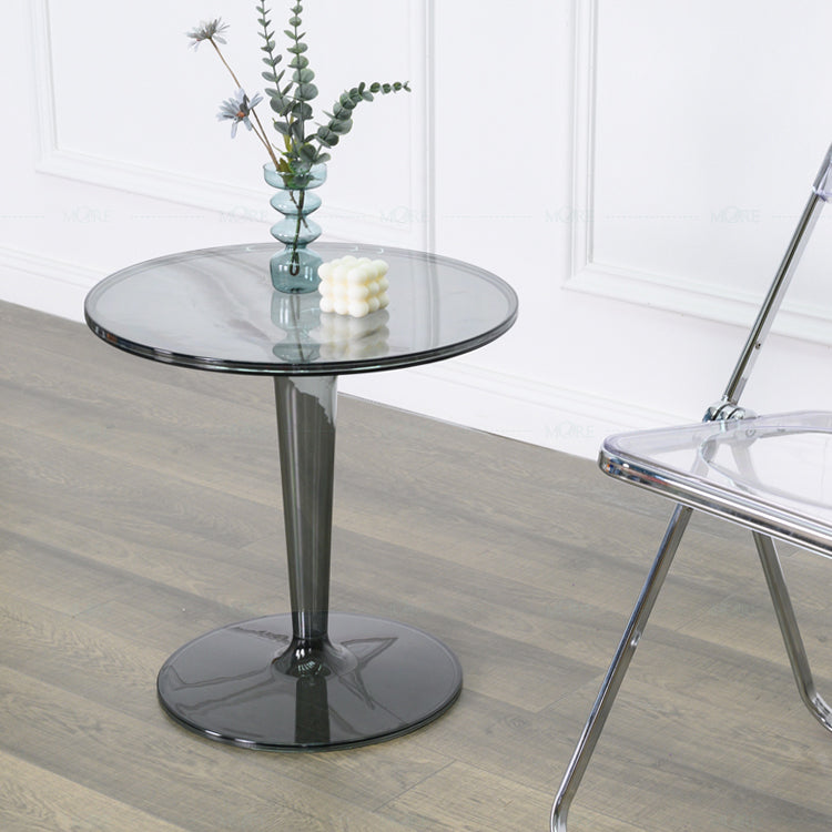 Pedestal Modern 1 Single Coffee Table Round Acrylic Cocktail Table Smoke Gray Clearhalo 'Coffee & Accent Tables' 'Coffee Tables' 'coffee_tables' 'furn' 'furn_coffee_tables' 'Furniture' 'furniture_coffee_tables' 'Living Room Furniture' 5001909