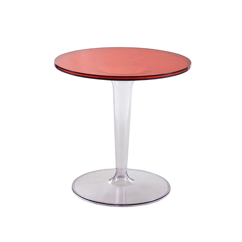 Pedestal Modern 1 Single Coffee Table Round Acrylic Cocktail Table Red Clear Clearhalo 'Coffee & Accent Tables' 'Coffee Tables' 'coffee_tables' 'furn' 'furn_coffee_tables' 'Furniture' 'furniture_coffee_tables' 'Living Room Furniture' 5001910