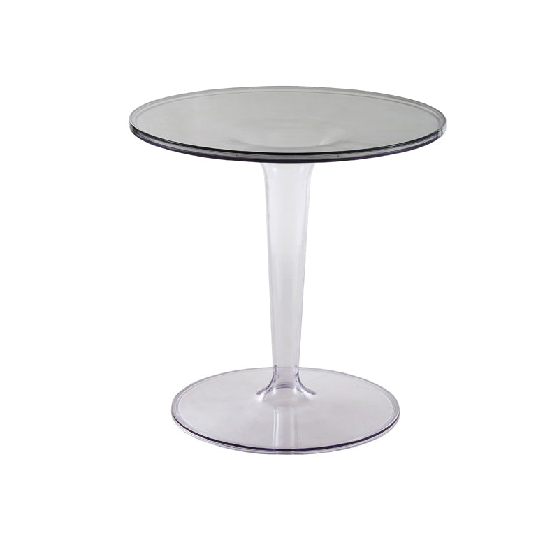 Pedestal Modern 1 Single Coffee Table Round Acrylic Cocktail Table Gray-Clear Clearhalo 'Coffee & Accent Tables' 'Coffee Tables' 'coffee_tables' 'furn' 'furn_coffee_tables' 'Furniture' 'furniture_coffee_tables' 'Living Room Furniture' 5001915