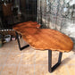 Modern Live Edge Coffee Table Geometric Red Wood Sled Cocktail Table Clearhalo 'Coffee & Accent Tables' 'Coffee Tables' 'coffee_tables' 'furn' 'furn_coffee_tables' 'Furniture' 'furniture_coffee_tables' 'Living Room Furniture' 5001947