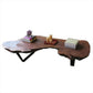 Modern Live Edge Coffee Table Geometric Red Wood Sled Cocktail Table Clearhalo 'Coffee & Accent Tables' 'Coffee Tables' 'coffee_tables' 'furn' 'furn_coffee_tables' 'Furniture' 'furniture_coffee_tables' 'Living Room Furniture' 5001949