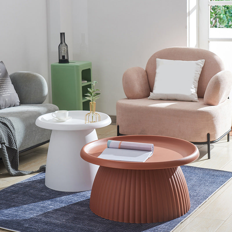 Modern Round Pedestal Coffee Table Acrylic Pink Coffee Table Clearhalo 'Coffee & Accent Tables' 'Coffee Tables' 'coffee_tables' 'furn' 'furn_coffee_tables' 'Furniture' 'furniture_coffee_tables' 'Living Room Furniture' 5001969