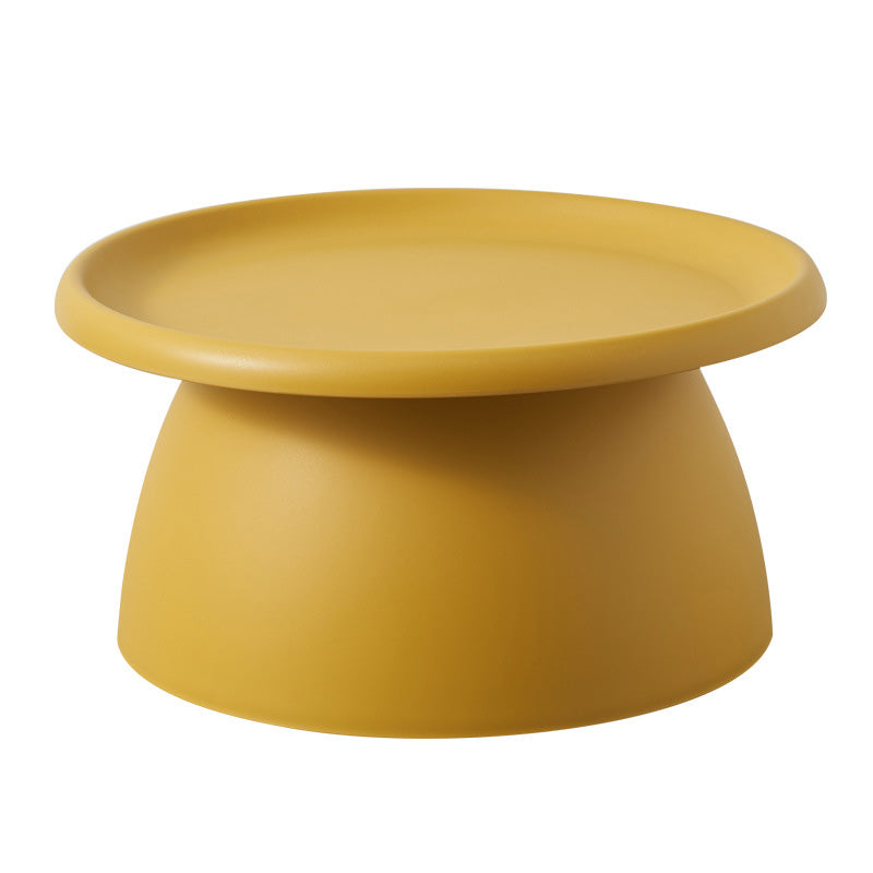 Modern Round Pedestal Coffee Table Acrylic Pink Coffee Table 28"L x 28"W x 14"H Yellow Solid Color Clearhalo 'Coffee & Accent Tables' 'Coffee Tables' 'coffee_tables' 'furn' 'furn_coffee_tables' 'Furniture' 'furniture_coffee_tables' 'Living Room Furniture' 5001981